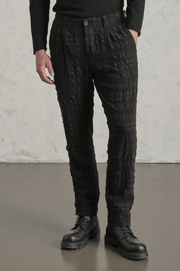Madras-Karo-Hose im Loose Fit aus Woll-Mix mit vorderseitigen Bundfalten und aufgesetzten Gesäßtaschen | 1019.CFUTREW321.U312