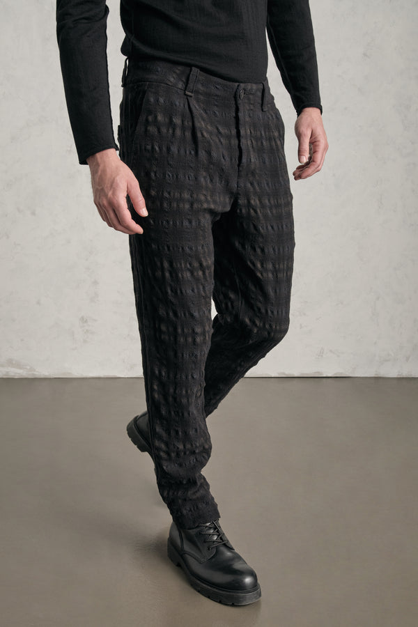 Madras-Karo-Hose im Loose Fit aus Woll-Mix mit vorderseitigen Bundfalten und aufgesetzten Gesäßtaschen | 1019.CFUTREW321.U312