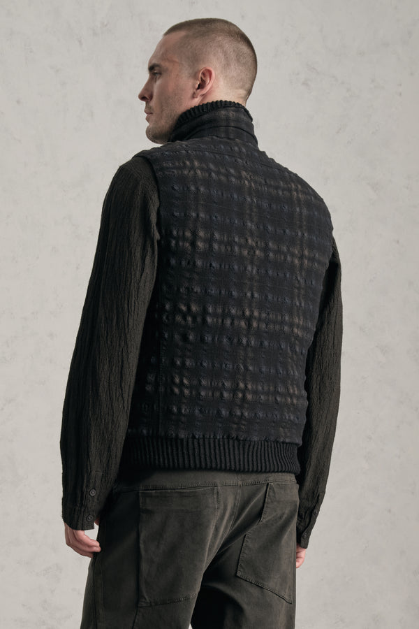 Gilet reversibile in piuma d'oca regular-fit in madras di misto lana | 1019.CFUTREW322.U312