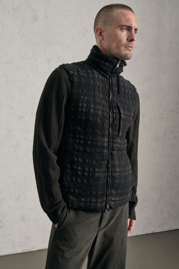 Gilet reversibile in piuma d'oca regular-fit in madras di misto lana | 1019.CFUTREW322.U312