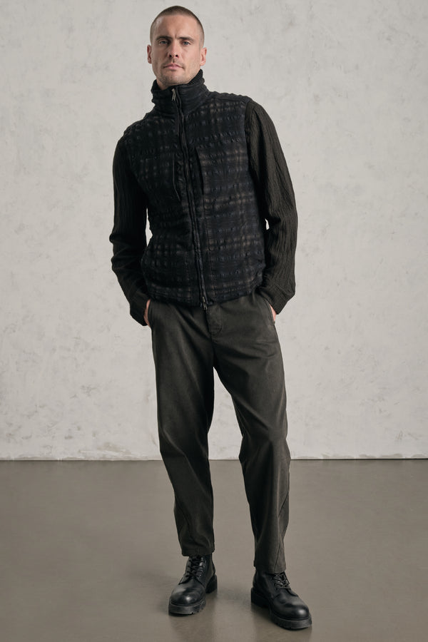 Gilet reversibile in piuma d'oca regular-fit in madras di misto lana | 1019.CFUTREW322.U312