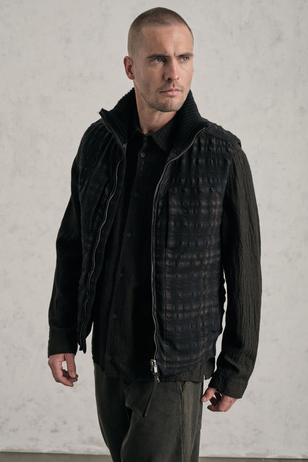 Gilet reversibile in piuma d'oca regular-fit in madras di misto lana | 1019.CFUTREW322.U312