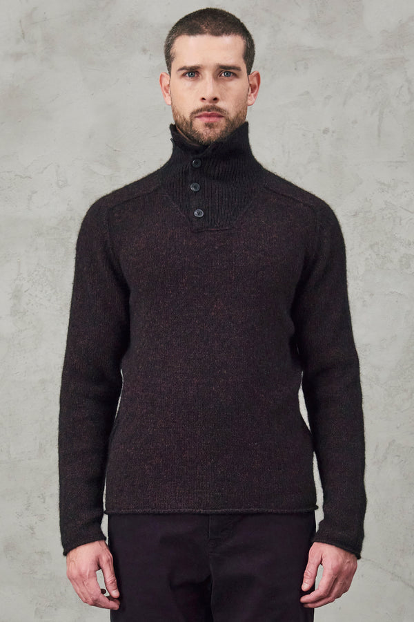 Vaniset wool and alpaca turtleneck plain knit.collar with ribbed edge and buttoned opening | 1010.CFUTRV19541.U307