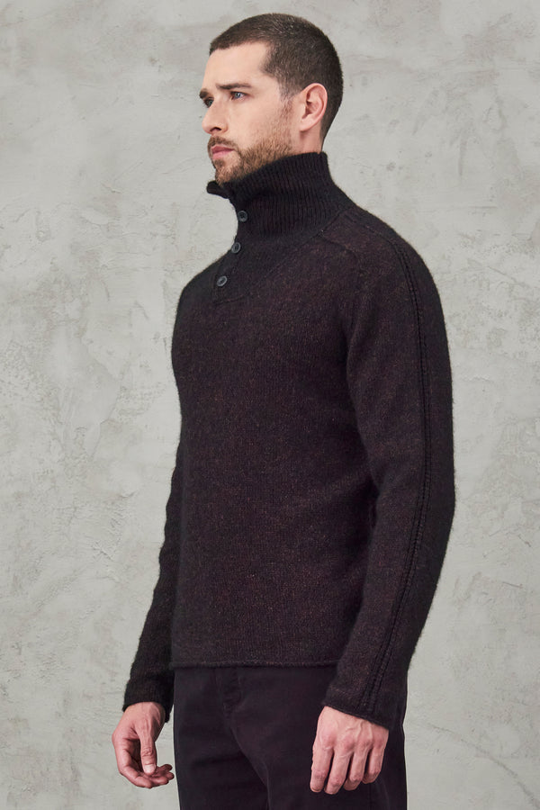 Vaniset wool and alpaca turtleneck plain knit.collar with ribbed edge and buttoned opening | 1010.CFUTRV19541.U307