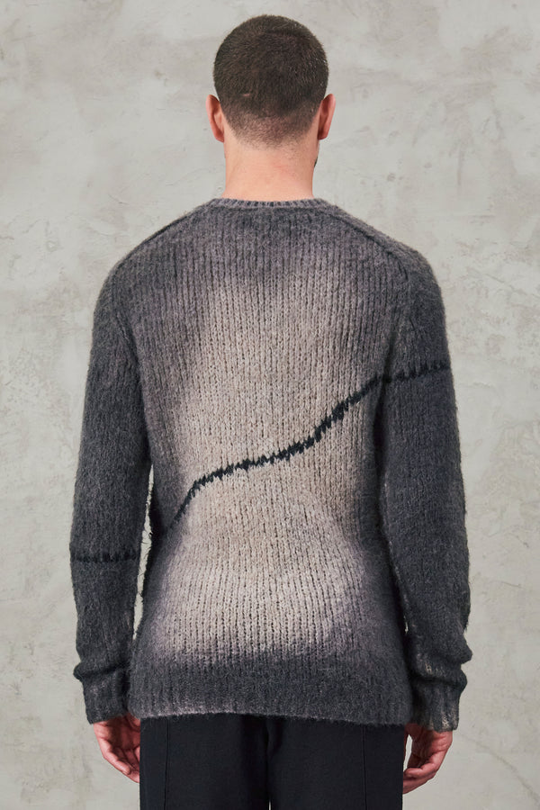 Maglia girocollo spruzzata in rasato di lana e lino. dettaglio asimmetrico a contrasto | 1010.CFUTRV21560H.U512