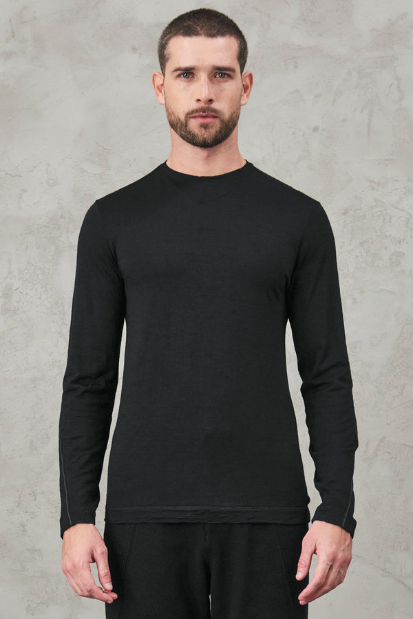 Regular-fit t-shirt in mercerized wool jersey. point pattern on the neck | 1010.CFUTRV3380.U10