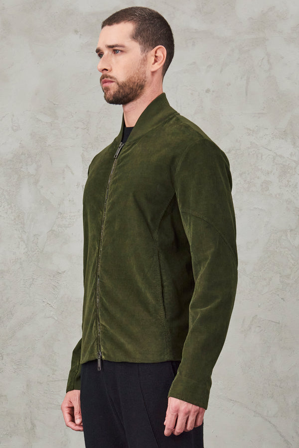 Cotton velours slim fit zipped jacket. knit on the back | 1010.CFUTRVC121.U04