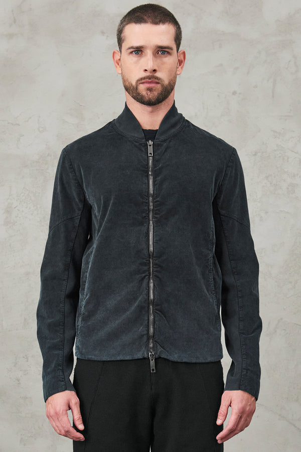 Faded cotton velours slim fit zipped jacket. knit on the back | 1010.CFUTRVC121S.U512
