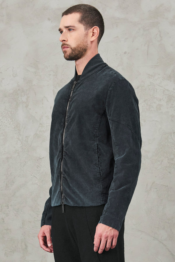 Faded cotton velours slim fit zipped jacket. knit on the back | 1010.CFUTRVC121S.U512