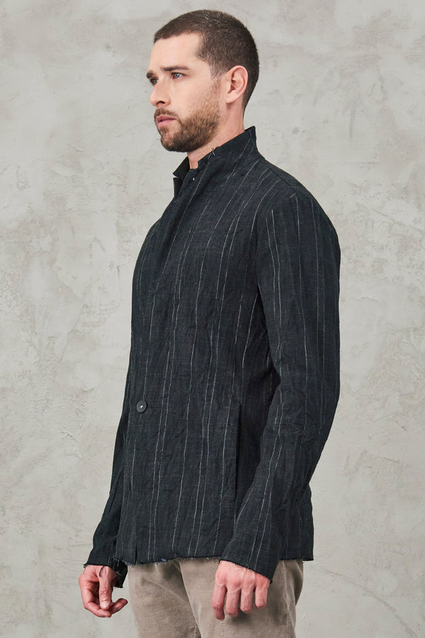 Raw cut pinstripe cotton and wool jacket | 1010.CFUTRVN231.U312