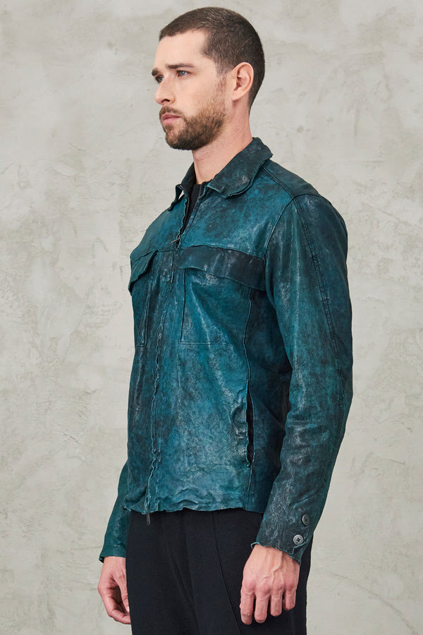 Regular-fit lambskin zipped jacket in marbled-effect | 1010.CFUTRVR270.U09