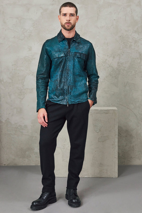 Regular-fit lambskin zipped jacket in marbled-effect | 1010.CFUTRVR270.U09