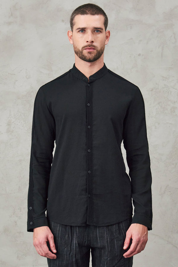 Regular-fit mandarin collar shirt in cotton, wool and cashmere | 1010.CFUTRVU301.U10