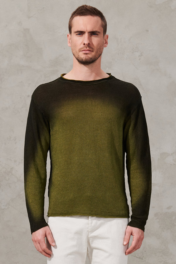 Hand-sprayed cotton and linen regular fit long-sleeved knit | 1011.CFUTRW12470H.U308
