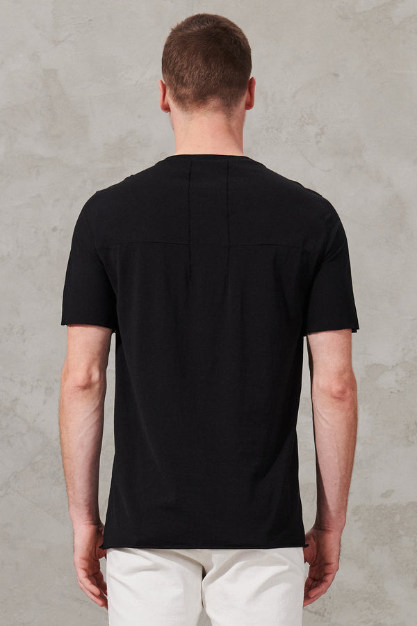 T-shirt im long fit mit rundhalsausschnitt aus baumwolljersey mit strickeinsätzen | 1011.CFUTRW1364.U10