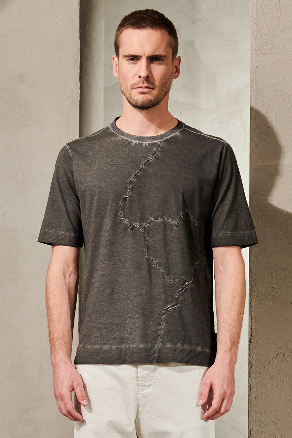T-shirt oversize con trattamento fade in jersey di cotone con inserto di maglia | 1011.CFUTRW1365E.U212