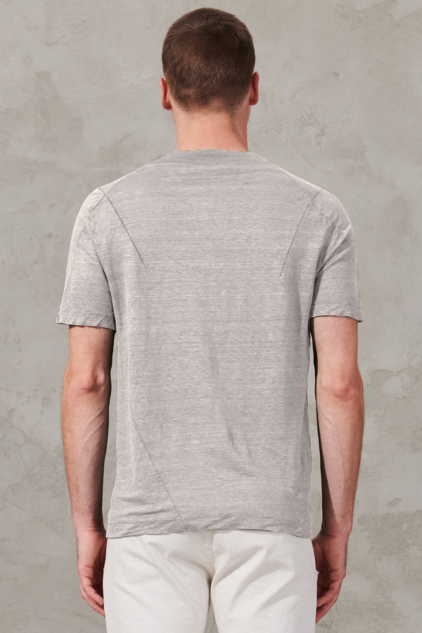 T-shirt im regular fit aus hanfjersey mit strickeinsatz aus leinen | 1011.CFUTRW3380.U01
