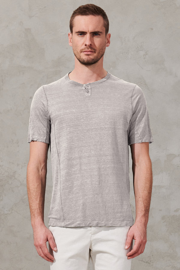 T-shirt regular-fit in jersey di canapa con inserto in maglia di lino | 1011.CFUTRW3380.U01