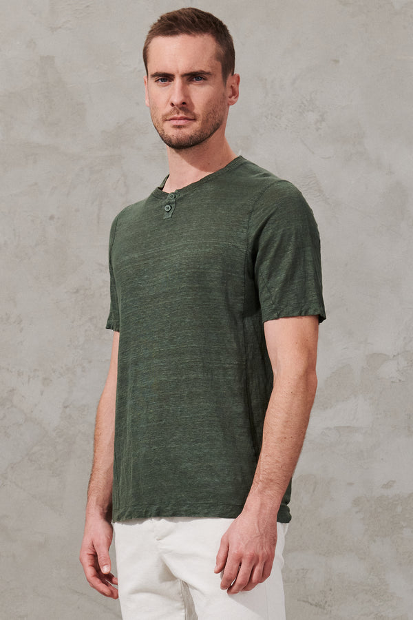 T-shirt regular-fit in jersey di canapa con inserto in maglia di lino | 1011.CFUTRW3380.U04