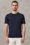 T-shirt im regular fit aus hanfjersey mit strickeinsatz aus leinen | 1011.CFUTRW3380.U05