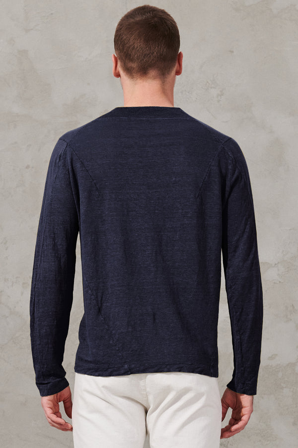 Hemp jersey long sleeved regular fit t-shirt with linen knit insert | 1011.CFUTRW3382.U05