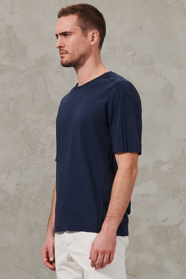 Slub cotton jersey loose-fit t-shirt with knit insert | 1011.CFUTRW5400.U05