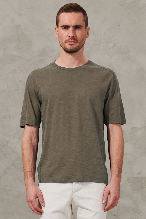 Slub cotton jersey loose-fit t-shirt with knit insert | 1011.CFUTRW5400.U13