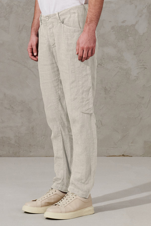 Pantalone regular-fit di lino con inserti in twill di lin e cotone | 1011.CFUTRWD131.U02