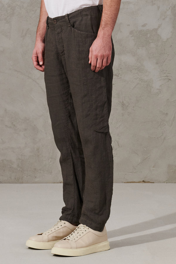 Pantalone regular-fit di lino con inserti in twill di lin e cotone | 1011.CFUTRWD131.U16