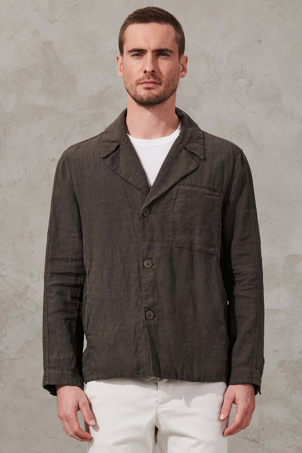 Regular-fit linen pea coat | 1011.CFUTRWD132.U16