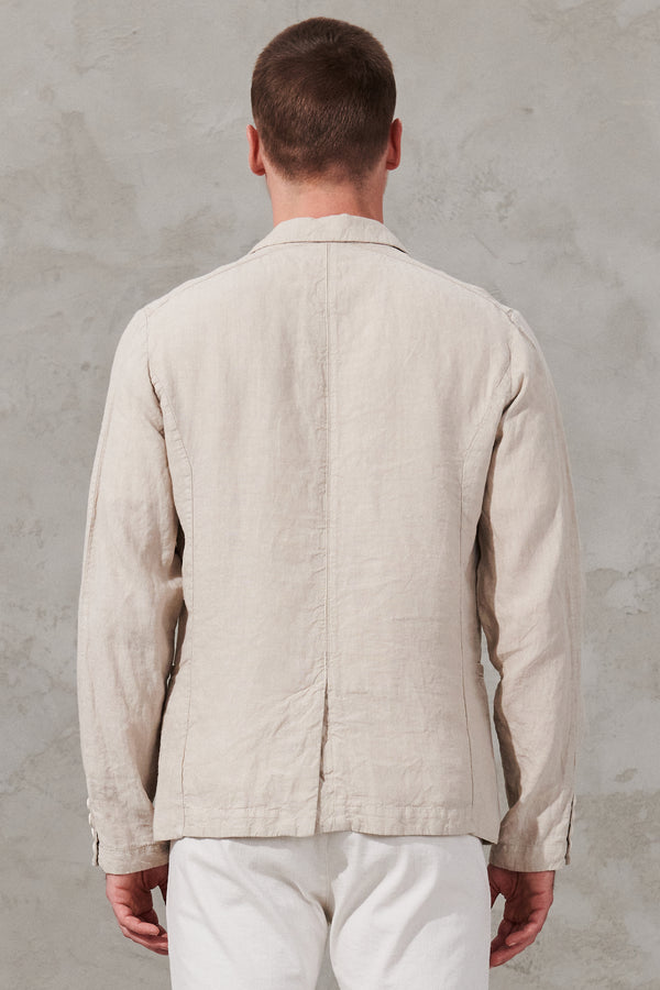 Regular-fit linen jacket with etamine inserts | 1011.CFUTRWD134.U02