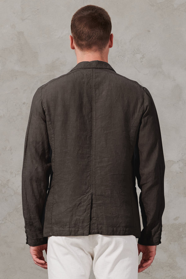 Regular-fit linen jacket with etamine inserts | 1011.CFUTRWD134.U16