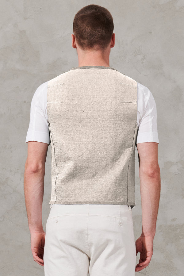 Vest in textured linen and viscose stretch. knitted back | 1011.CFUTRWH172.U02