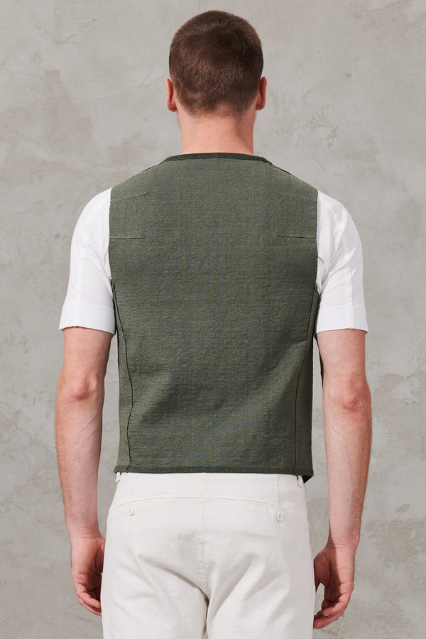 Vest in textured linen and viscose stretch. knitted back | 1011.CFUTRWH172.U04