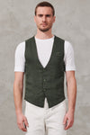 Vest in textured linen and viscose stretch. knitted back | 1011.CFUTRWH172.U04