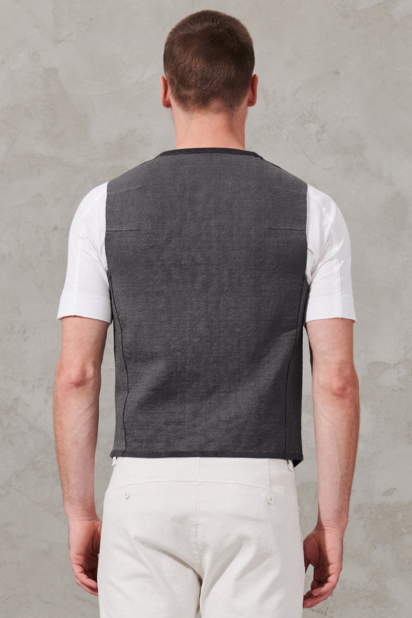 Vest in textured linen and viscose stretch. knitted back | 1011.CFUTRWH172.U12