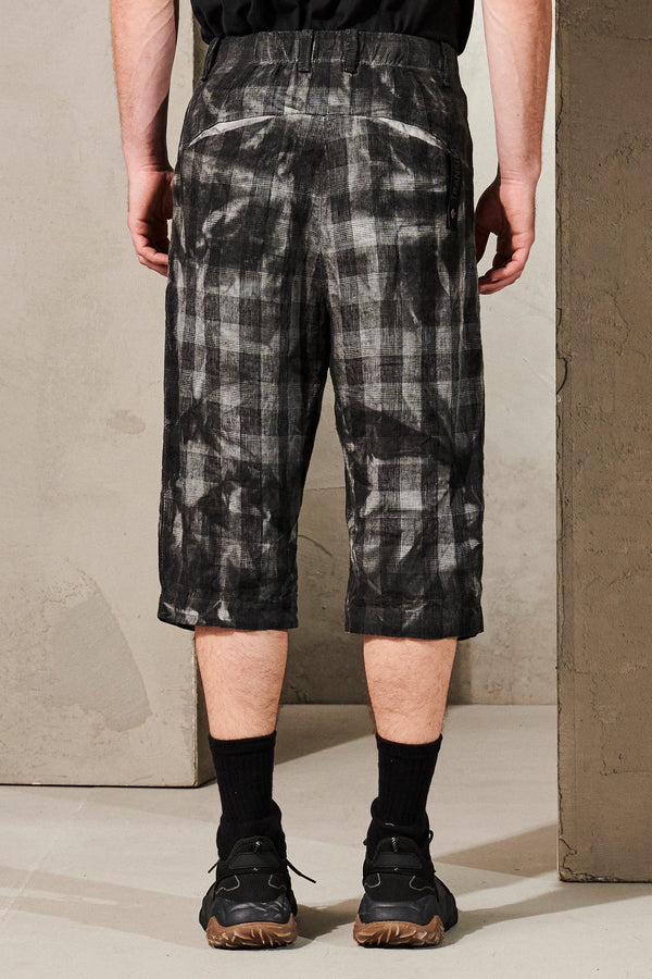 Pantalone cropped oversized effetto taidai di lino quadrettato | 1011.CFUTRWI185EC.U310