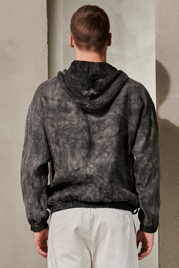 Oversized reversible zipped jacket taidai effect in linen check  outside and shaded on the inside | 1011.CFUTRWI186EC.U310