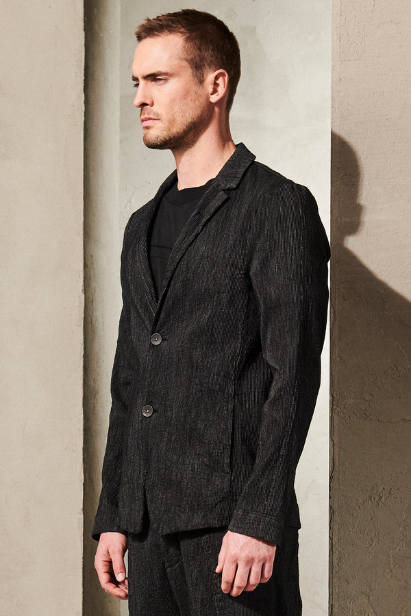 Jacket in embossed micro pinstripe cotton and linen | 1011.CFUTRWK201.U110