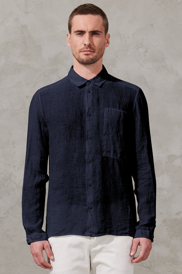Regular fit linen shirt with patch pocket | 1011.CFUTRWV310.U05