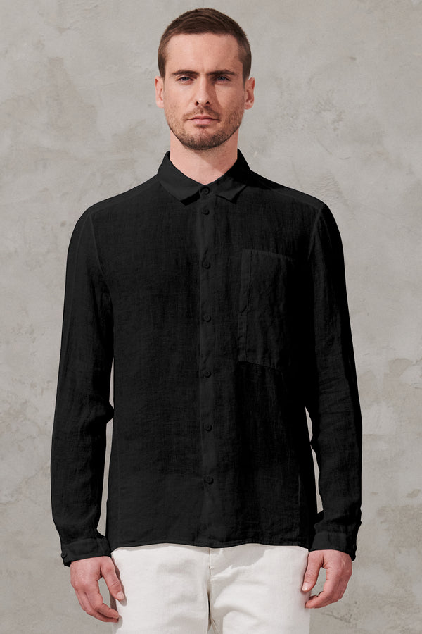 Regular fit linen shirt with patch pocket | 1011.CFUTRWV310.U10