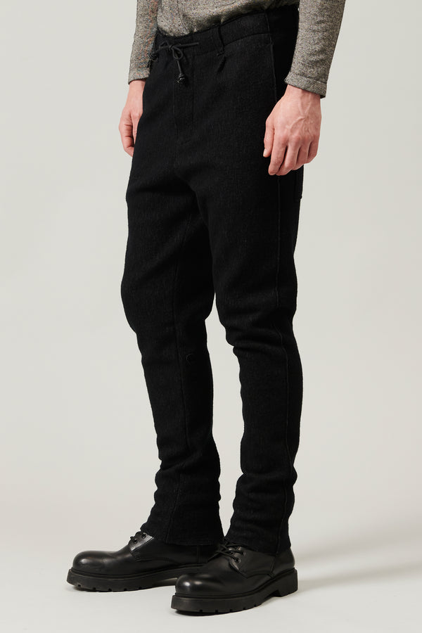 Pantalone jogging loose-fit in panno micro gessato di lana e cotone. cintura elastica con coulisse | 1013.CFUTRY22570.U310