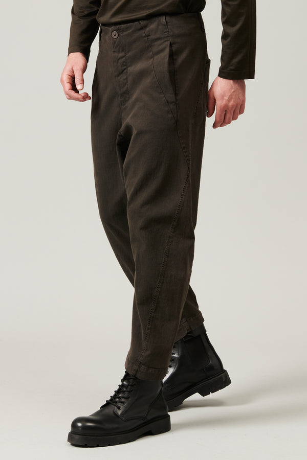 Pantalon cropped arrondi en laine et coton stretch | 1013.CFUTRYF151.U12