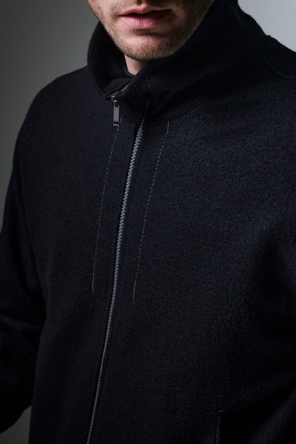 Oversize-zip-jacke aus wollgewebe mit rohschnittdetails | 1013.CFUTRYK207.U10