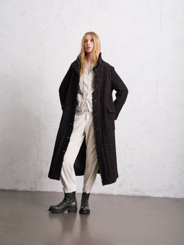 Cappotto lungo foderato in maglia lana bouclé con collo alto | 1019.CFDTREZ351.10