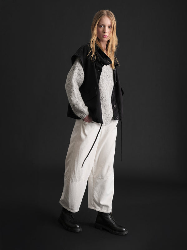 Gilet comfort fit con collo alto e coulisse sul fondo in tencel e cotone stretch | 1019.CFDTREN232.10
