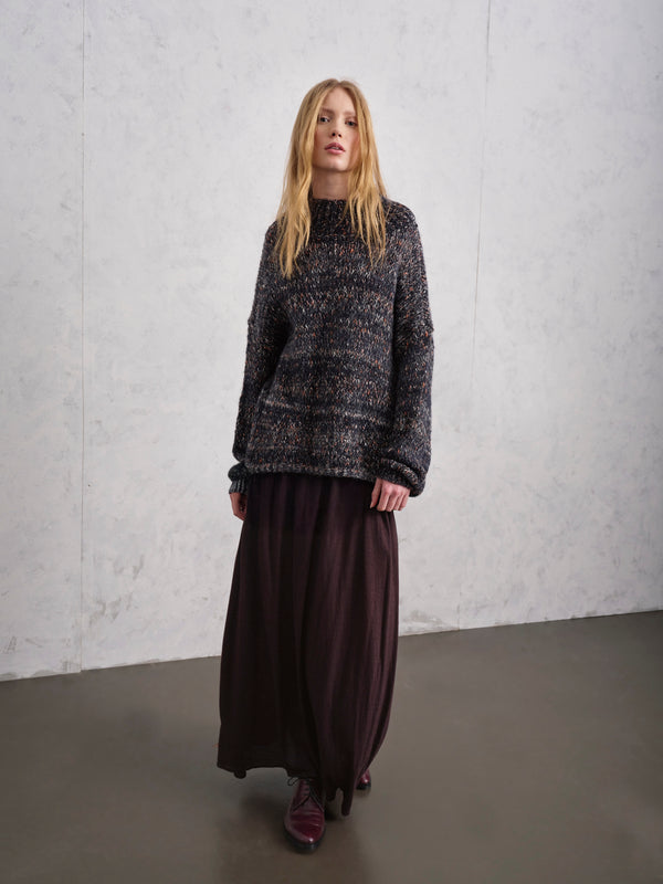 High-necked oversize knit with dropped shoulder in alpaca blend with two-tone banding | 1019.CFDTRE17520.15