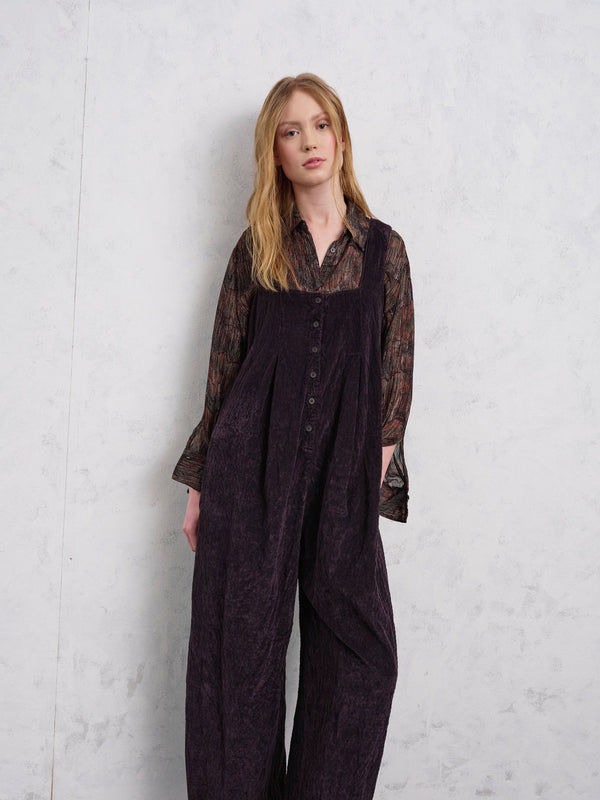 Salopette oversize in costina di velluto in viscosa e cotone stretch goffrato | 1019.CFDTREP257.06