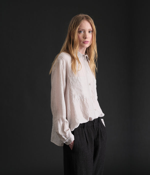 Camicia con tasche frontali in goffrato di seta e lana | 1019.CFDTREE141.01