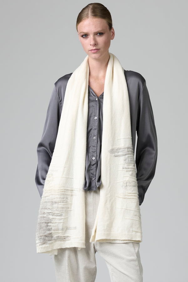 Sciarpa in lana con intarsio di filo stampato in alpaca | 1016.SCADTRB15503.102